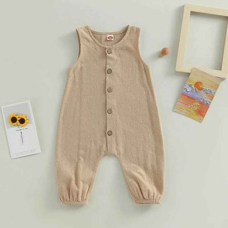 ma&baby 0-18M újszülött csecsemő kisfiú lány jumpsuit Ujjatlan nadrág nyári tipegő alkalmi ruha