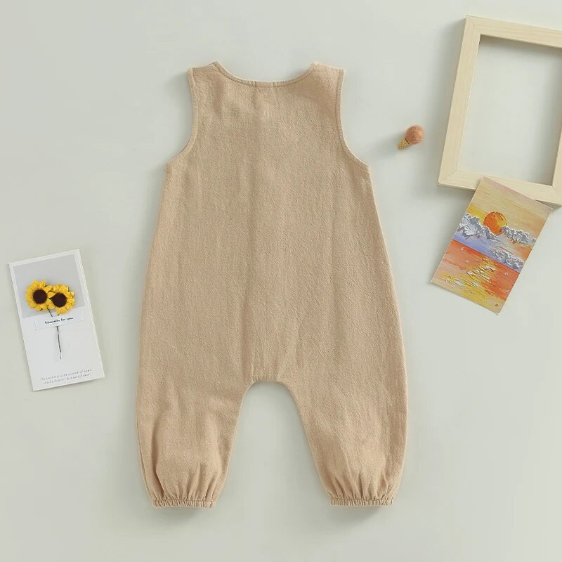 ma&baby 0-18M újszülött csecsemő kisfiú lány jumpsuit Ujjatlan nadrág nyári tipegő alkalmi ruha