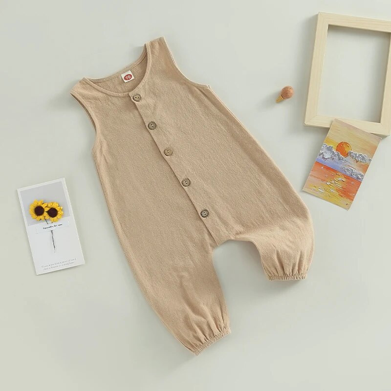 ma&baby 0-18M újszülött csecsemő kisfiú lány jumpsuit Ujjatlan nadrág nyári tipegő alkalmi ruha