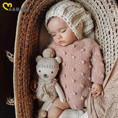 Ma&Baby 0-24M Βρέφος Νεογέννητο Κοριτσάκι Romper Knit Pompom Μαλακή φόρμα Φθινοπωρινή άνοιξη Ζεστά ρούχα για νήπια