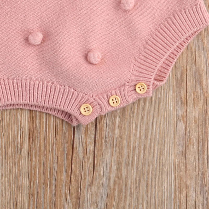 Ma&Baby 0-24M csecsemő újszülött kislánynak kötött pompon, puha kombinék őszi tavaszi meleg kisgyermek ruházat