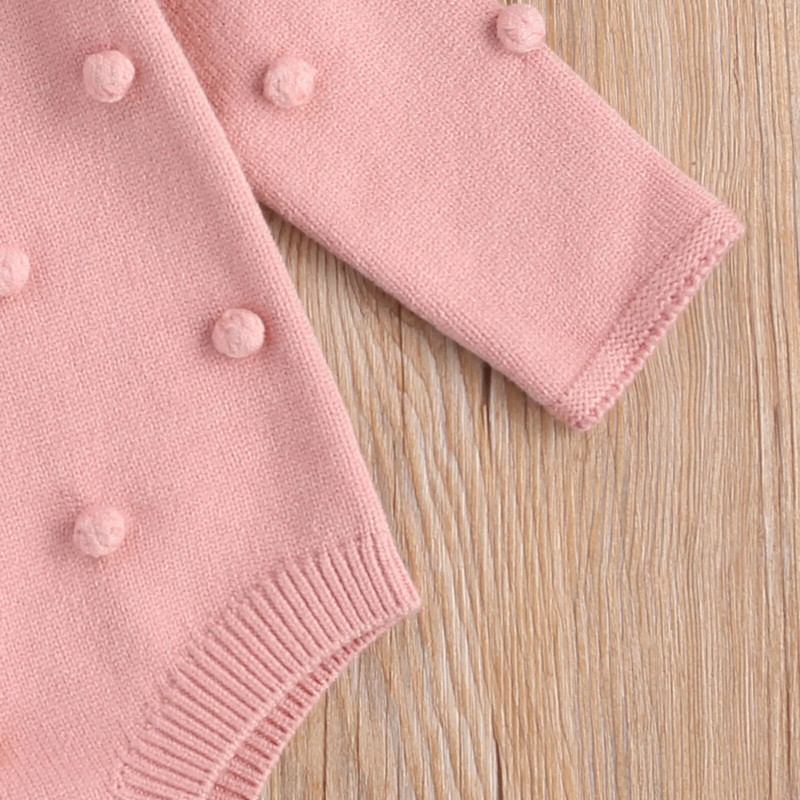 Ma&Baby 0-24M csecsemő újszülött kislánynak kötött pompon, puha kombinék őszi tavaszi meleg kisgyermek ruházat