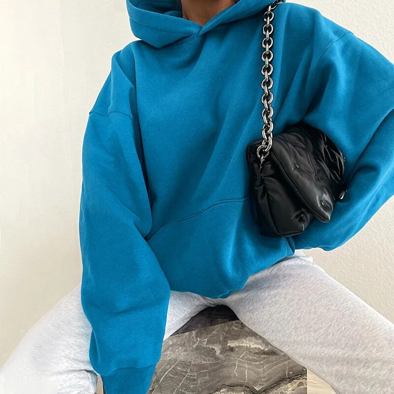 2021-es őszi téli pulóver 2 db szett tömör tréningruha, női bő, hosszú ujjú pulóver kapucnis pulóver + rövidnadrág utcai alkalmi sportruha