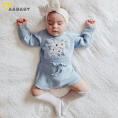 ma&baby 0-24M Νεογέννητο κοριτσάκι Romper Νήπιο Βρέφος Κορίτσια Πλεκτό Φθινοπωρινό φόρμα χειμωνιάτικης φόρμας κέντημα λουλουδιών Ζεστά ρούχα
