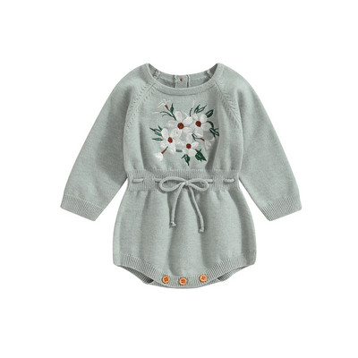 ma&baby 0-24M Νεογέννητο κοριτσάκι Romper Νήπιο Βρέφος Κορίτσια Πλεκτό Φθινοπωρινό φόρμα χειμωνιάτικης φόρμας κέντημα λουλουδιών Ζεστά ρούχα