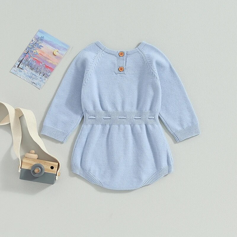 ma&baby 0-24M Újszülött Kislány Kisgyermek Kisgyermek Csecsemő Lányok Kötött Téli Őszi Jumpsuit Virág Hímzés Meleg Ruha