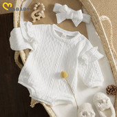 ma&baby 0-24M Νεογέννητο κοριτσάκι Romper Νήπιο Βρεφικό βολάν Μακρυμάνικο Σαλόνι Playsuit Μονόχρωμο Φθινοπωρινά Ανοιξιάτικα Ρούχα