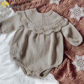 ma&baby 0-24M Νεογέννητο Βρέφος Κοριτσάκι Ρόμπερ Πλεκτό Βολάν με μακρύ μανίκι Ζεστή άνοιξη Φθινόπωρο Χειμερινά ρούχα