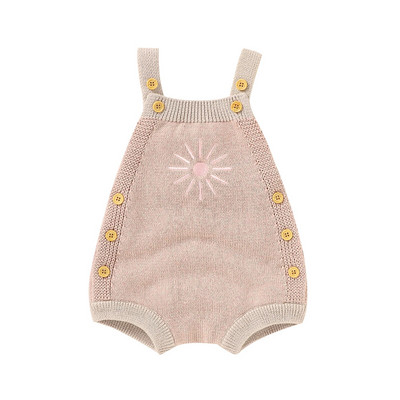 Ma&Baby 0-18M Βρέφος Νεογέννητο Αγοράκι Κοριτσάκι Knit Romper Κέντημα ηλίου Ολόσωμη φόρμα ανοιξιάτικη φθινοπωρινή απαλά αμάνικα ρούχα D10