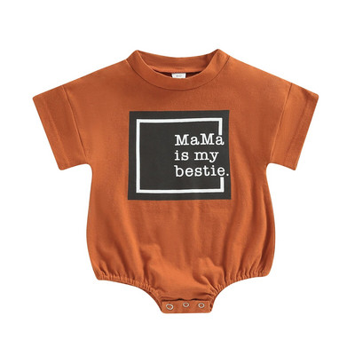 ma&baby 3-24M Νεογέννητο Βρέφος Κοριτσάκια Αγόρια Χαριτωμένο γράμμα εκτύπωσης Κοντό μανίκι Ολόσωμη φόρμα καλοκαιρινά ρούχα