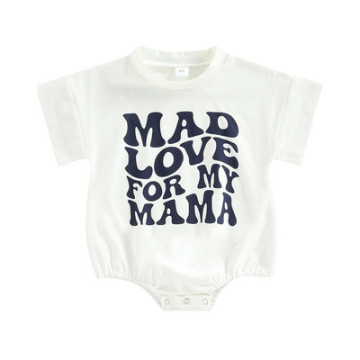 ma&baby 3-24M Νεογέννητο Βρέφος Κοριτσάκια Αγόρια Χαριτωμένο γράμμα εκτύπωσης Κοντό μανίκι Ολόσωμη φόρμα καλοκαιρινά ρούχα
