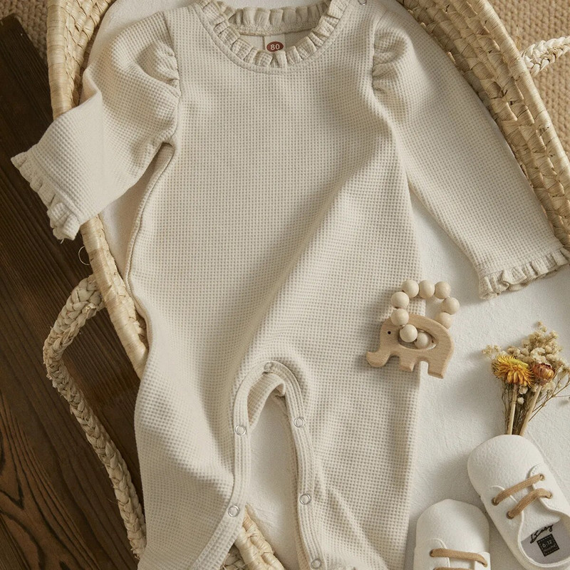 Ma&Baby 0-18M totyogó újszülött csecsemő baba lány nadrág puha ruházat fodros jumpsuit őszi tavaszi játszóruha