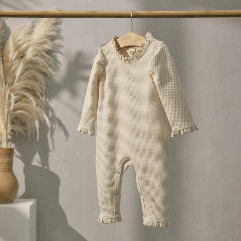 Ma&Baby 0-18M totyogó újszülött csecsemő baba lány nadrág puha ruházat fodros jumpsuit őszi tavaszi játszóruha