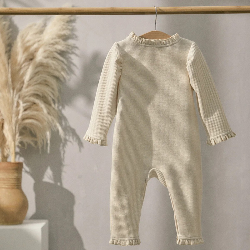 Ma&Baby 0-18M totyogó újszülött csecsemő baba lány nadrág puha ruházat fodros jumpsuit őszi tavaszi játszóruha