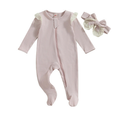 ma&baby 0-6M Νεογέννητο Βρεφικό Κοριτσάκι Πλεκτό Δαντελένιο Μακρυμάνικο Romper Χαριτωμένο νήπιο κοριτσάκι Φθινοπωρινά ανοιξιάτικα ρούχα