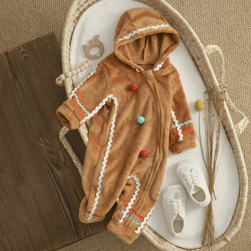 ma&baby 0-3Y karácsonyi újszülött csecsemő baba fiú lányok jumpsuit fuzzy hosszú ujjú nadrág mézeskalács férfi karácsonyi jelmezek