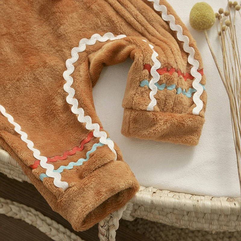 ma&baby 0-3Y karácsonyi újszülött csecsemő baba fiú lányok jumpsuit fuzzy hosszú ujjú nadrág mézeskalács férfi karácsonyi jelmezek