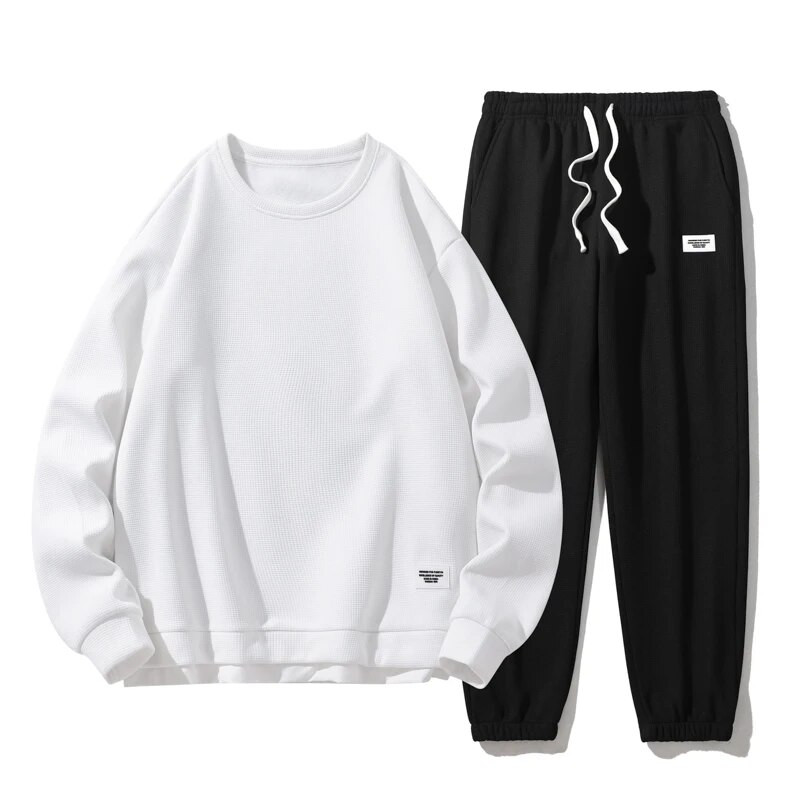 Alkalmi férfi szettek egyszínű futóruha Férfi pulóver és nadrág szett Utcai ruházat Fasion sportruházat 2 részes sport szett férfi