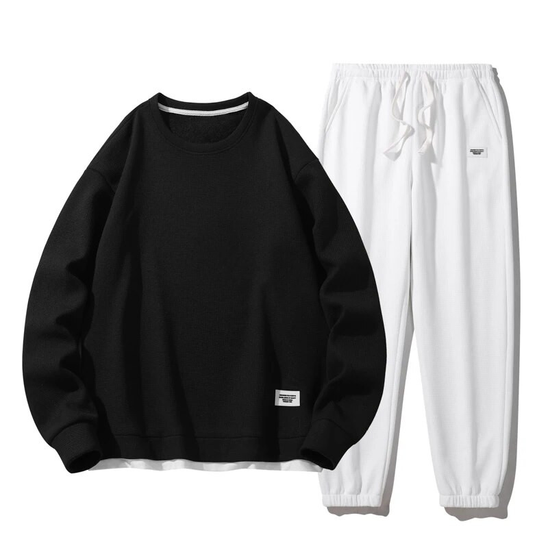 Alkalmi férfi szettek egyszínű futóruha Férfi pulóver és nadrág szett Utcai ruházat Fasion sportruházat 2 részes sport szett férfi