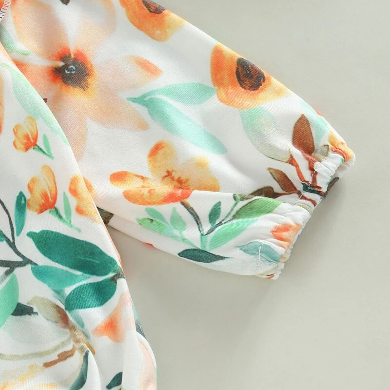 Csecsemő újszülött kislányoknak, 3 db-os ruházati szett, hosszú ujjú virágos nadrág + farmer nadrág + fejpánt