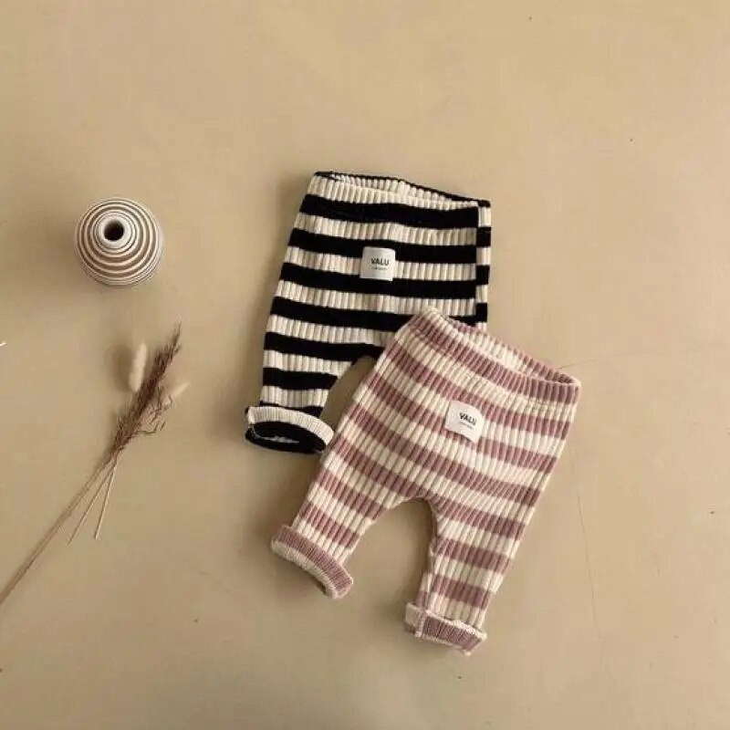 Őszi téli gyermek csíkos plusz bársonyos meleg leggings fiú baba bordás polár vastag alkalmi nadrág lány gyerek pamut nadrág