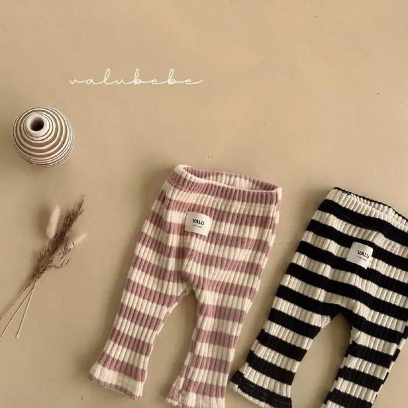 Őszi téli gyermek csíkos plusz bársonyos meleg leggings fiú baba bordás polár vastag alkalmi nadrág lány gyerek pamut nadrág