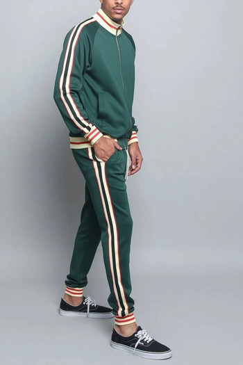 2023 Мъжки пачуърк комплект анцуг Есен Пролет Спортно облекло Ежедневно мъжко яке + Панталон Комплекти от 2 части Спортен костюм с цип Streetwear