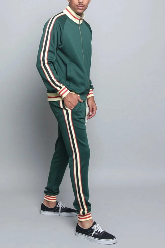 2023-as férfi patchwork tréningruha szett őszi tavaszi sportruházat alkalmi férfi dzseki + nadrág 2 részes készletek cipzáras Streetwear sportruha