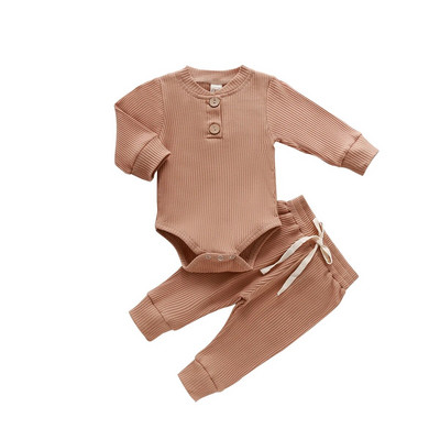 Ma&Baby 0-24M Νεογέννητο Πλεκτό Βρεφικό Βρεφικό Σετ Κοριτσάκι με μακρυμάνικο κουμπιά Παντελόνι Ρούχα Φθινοπωρινή άνοιξη Βρεφικά ρούχα