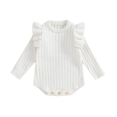 ma&baby 0-18M Βρέφος Νεογέννητο Κοριτσάκι Romper Knit Ruffle Μακρυμάνικο Jumpsuit Ζεστό Φθινόπωρο Χειμώνας Παιδικά Ρούχα