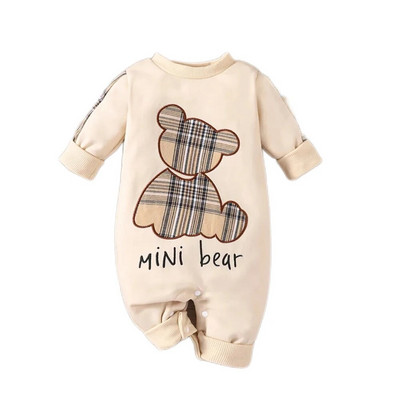 Prowow 0-18M Baby Rompers For Girl Αγόρια Cartoon καρό αρκουδάκι Jumpsuit Χειμερινό κορμάκι για βρέφη Ρούχα για νεογέννητα