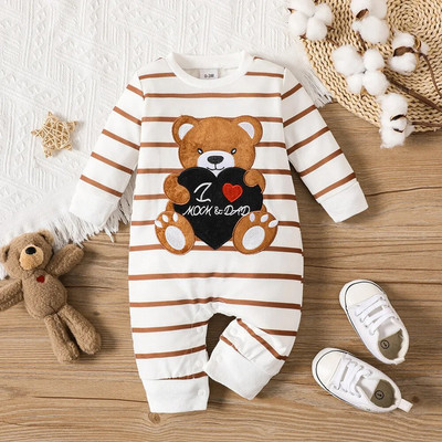 Prowow 0-18M Baby Rompers For Girl Αγόρια Cartoon καρό αρκουδάκι Jumpsuit Χειμερινό κορμάκι για βρέφη Ρούχα για νεογέννητα