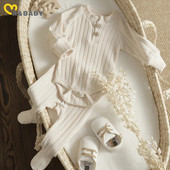 Ma&Baby 0-18M Νεογέννητο Βρέφος Βρέφος Κοριτσάκι Σετ ρούχων με μαλακά κουμπιά μακρύ μανίκι Romper Footies Παντελόνια Φθινοπωρινά ρούχα Spirng