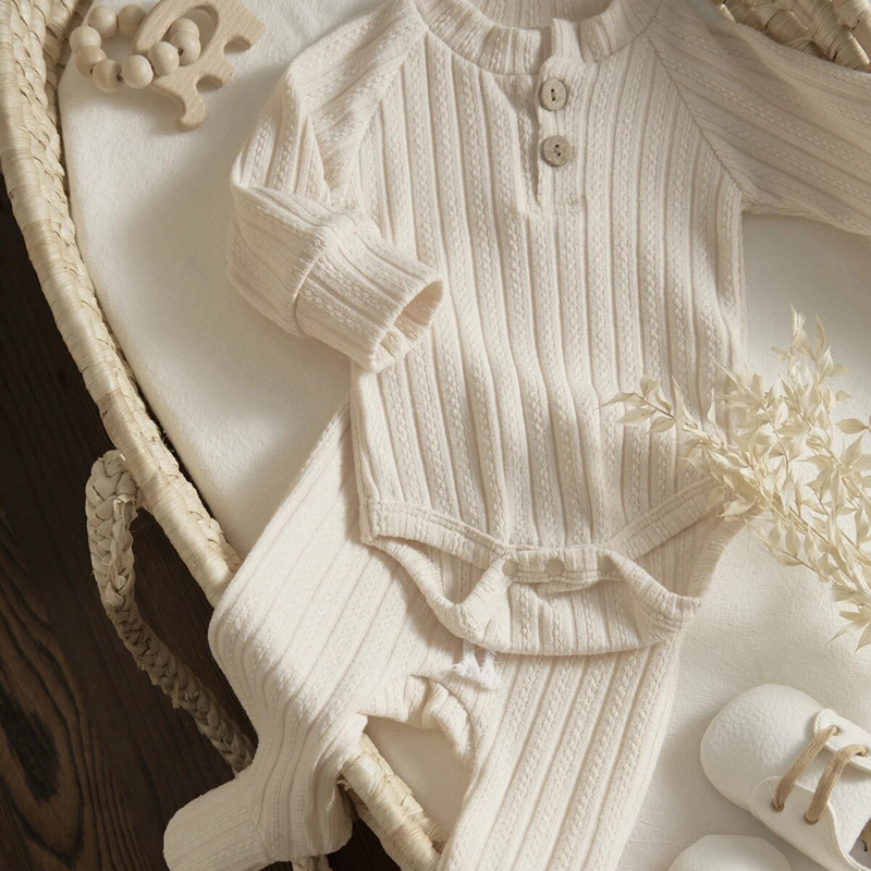 Ma&Baby 0-18M újszülött kisbaba fiú lány ruhakészlet puha gombos hosszú ujjú nadrág lábbeli nadrág őszi tavaszi ruhák