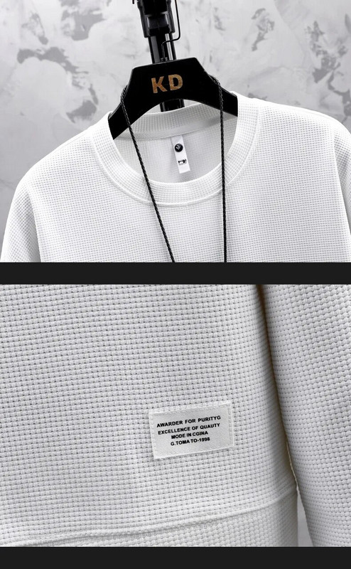 2023 tavaszi őszi férfi szett egyszínű gofri szövet sport szett hosszú ujjú pulóver és nadrág alkalmi 2 darabos férfi ruházati szett