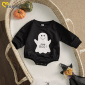 Ma&Baby 0-18M Halloween Baby Romper Νεογέννητο Βρέφος Αγόρι Κορίτσι Φάντασμα Κοστούμι Φαντάσματα Μακρυμάνικη Στολή Playsuit