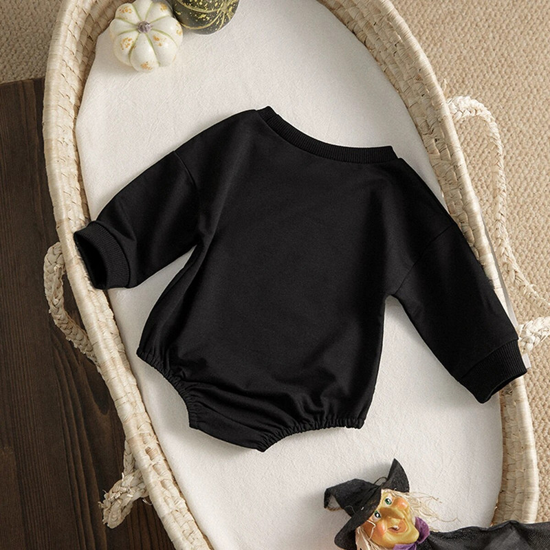 Ma&Baby 0-18M Halloween Baby Romper Újszülött csecsemő fiú lány Ghost Print Jumpsuit jelmez hosszú ujjú játszóruha ruházat