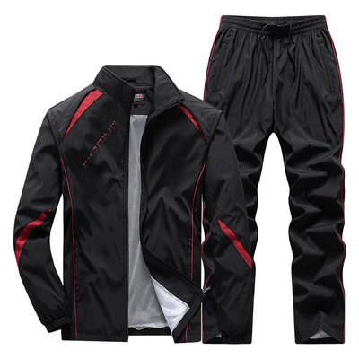 Ανδρικά σετ Δύο τεμαχίων Αθλητική φόρμα Casual Jacke με φερμουάρ + Φούτερ Harajuku Αθλητικές φόρμες μπάσκετ Ανοιξιάτικες φθινοπωρινές φόρμες