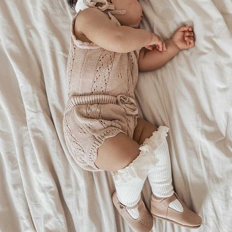 Nyári ruhák újszülött babáknak fiúknak, lányoknak, masszív, fűzős, kötött, hát nélküli nadrágok + húzózsinóros rövidnadrágok strandgarnitúrák