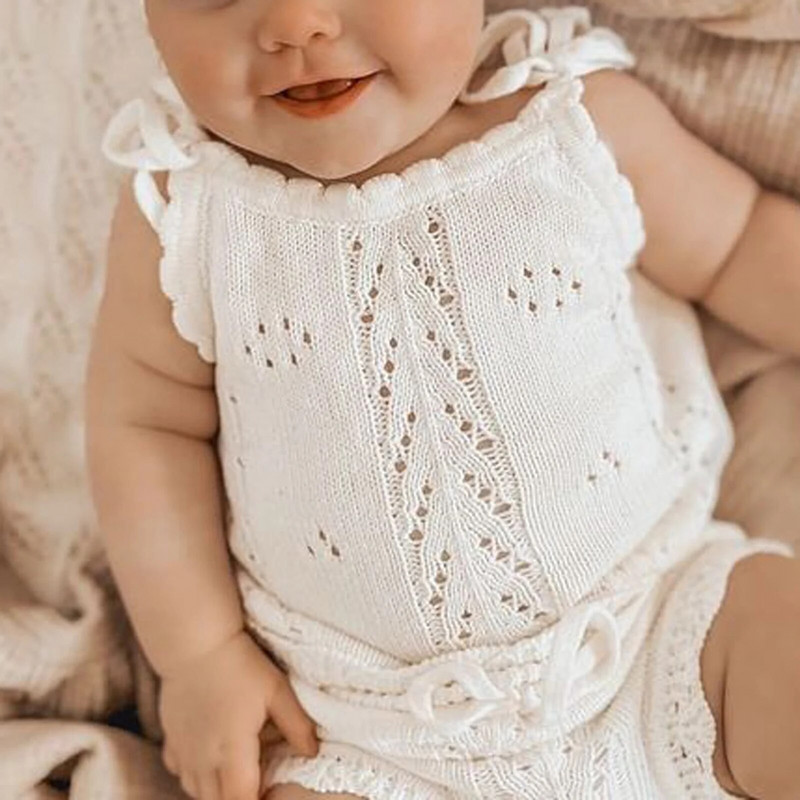 Nyári ruhák újszülött babáknak fiúknak, lányoknak, masszív, fűzős, kötött, hát nélküli nadrágok + húzózsinóros rövidnadrágok strandgarnitúrák