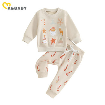 ma&baby 3-24M Коледни комплекти дрехи за новородено бебе, момче, момиче, шапка с елени, горнища с дълъг ръкав, панталони, коледни костюми, екипи