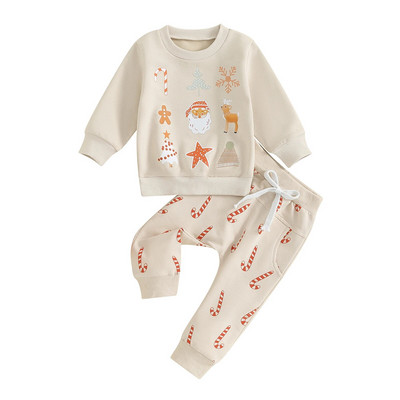 ma&baby 3-24M Χριστουγεννιάτικα Νεογέννητα Βρεφικά Σετ Ρούχα Κοριτσιού Βρέφος Σετ καπέλο ελάφι με στάμπα μακρυμάνικο παντελόνι Χριστουγεννιάτικες στολές