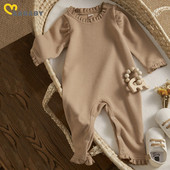 Ma&Baby 0-18M Νεογέννητο Βρέφος Κοριτσάκι Romper Βρεφική φόρμα με βολάν Φθινοπωρινή άνοιξη