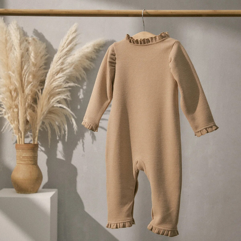 Ma&Baby 0-18M újszülött csecsemő kislány kisgyermek ruházat fodros kombiné őszi tavaszi játszóruha