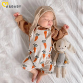ma&baby 0-24M Πασχαλινό νήπιο Βρέφος Νεογέννητο Μωρό Κοριτσάκι Αγόρι Romper Deer Carrot print Αμάνικο ολόσωμο φόρμες καλοκαιρινά ρούχα