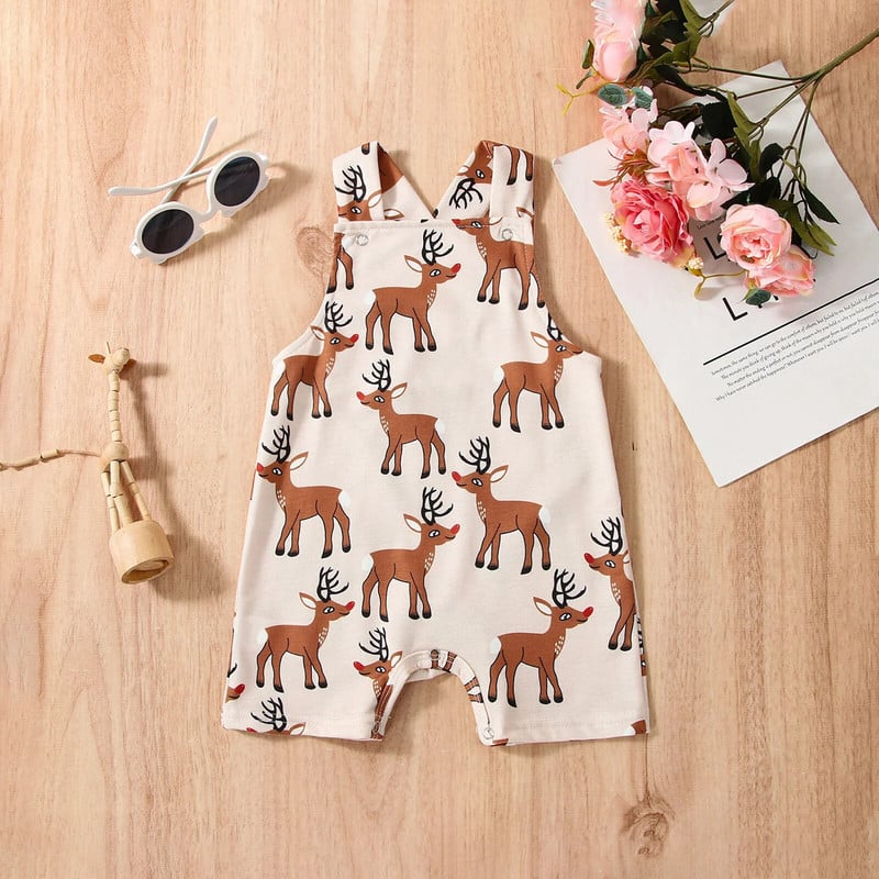 ma&baby 0-24M Húsvéti Tipegő Csecsemő Újszülött Baba Lány Fiú Romper Deer Sárgarépa mintás Ujjatlan Jumpsuit Overall Nyári Ruhák