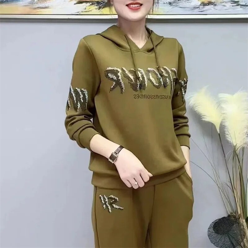 Női ruházat Őszi téli sport pulóverek öltöny Alkalmi tréningruha női kétrészes öltöny Női pulóverek és nadrág szett ruhák