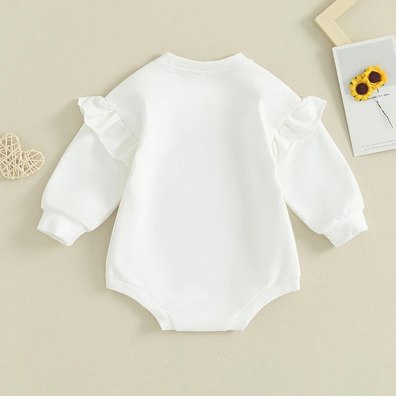 ma&baby 0-18M újszülött csecsemő baba lány nadrág őszi tavaszi hosszú ujjú egyszínű fodros jumpsuit játszóruha ruházat