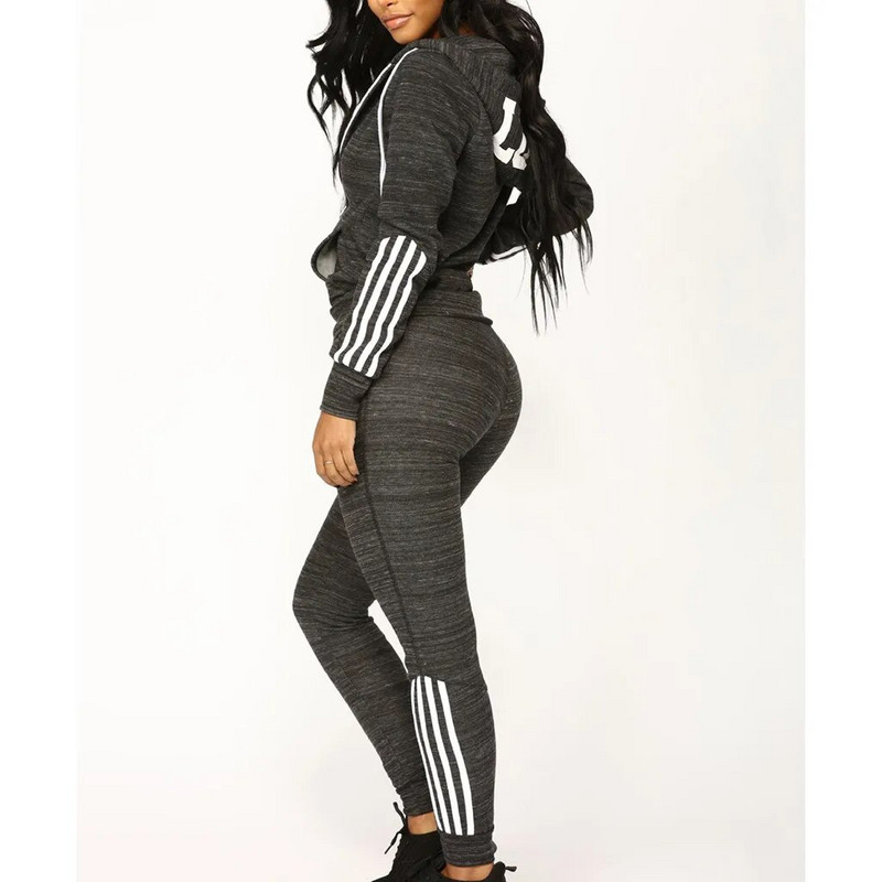 Perimedes vékony futószett Női kocogóruhák női kapucnis cipzáras hosszú ujjú pulóver sport felsők, hosszú nadrág szett#g40