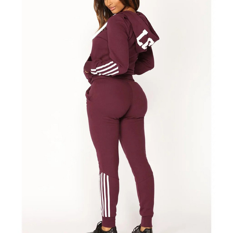 Perimedes vékony futószett Női kocogóruhák női kapucnis cipzáras hosszú ujjú pulóver sport felsők, hosszú nadrág szett#g40